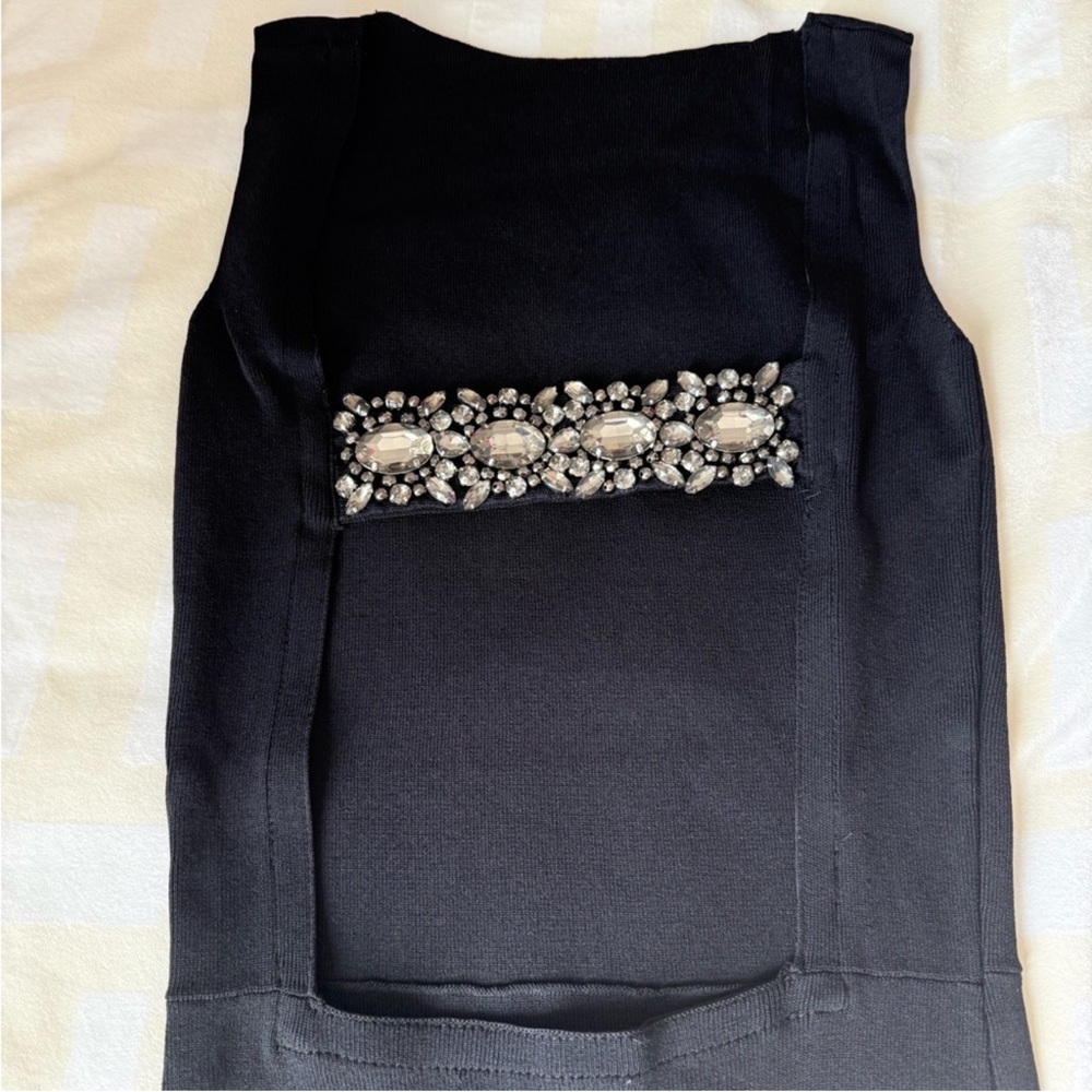 Zara Black Evening  Dress with Embellished Sparkle  Detail in back - Picture 11 of 12